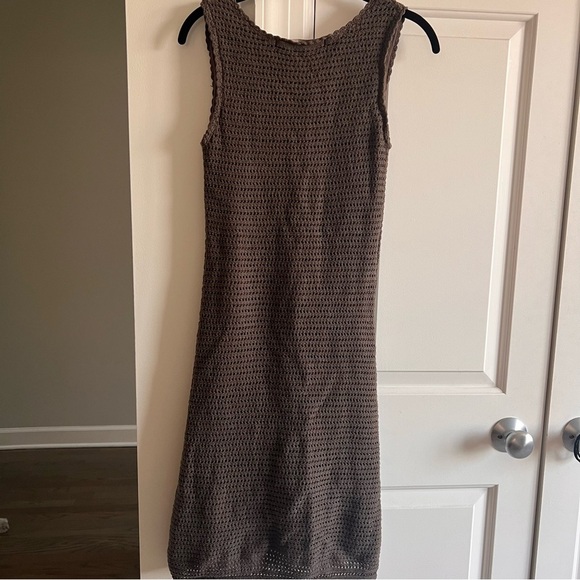 Athleta Crochet Midi Dress Chocolate Brown Sleeveless 100% Cotton Size Small - Picture 5 of 7